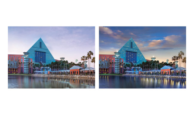 Before and After Photo Retouching of Walt Disney Hotel